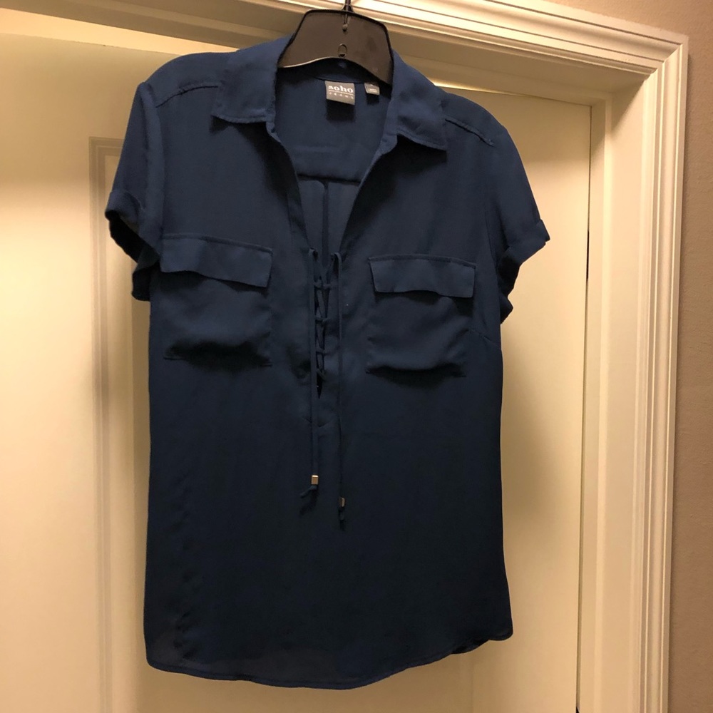 Blue Tie Up Blouse